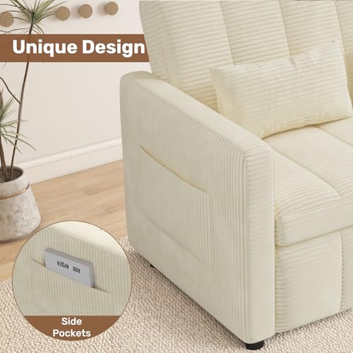 Image of Nebuaegis Sleeper Sofa Bed,3-in-1 Convertible Pull Out Couch with Adjustable Backrest for Living Room,Loveseat Sofa Bed with Side Pockets,Easy Assembly,Beige,1 PCS