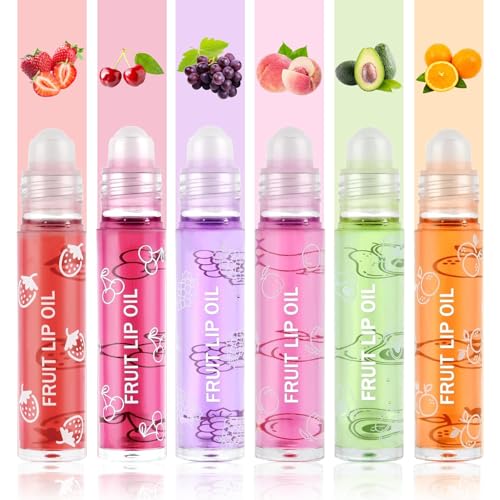 Sularpek 6 Pcs Hydrating Lip Glow Oil, Roll On Lip Gloss Set, Fruit Flavored Lip Gloss Set, Transparent Plumping Lip Gloss Natural Shiny, Lipstick Long Lasting Lip Care for Women & Girl - Image 3