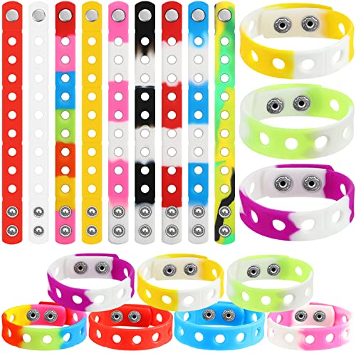 Image of MTLEE 36 Pieces Silicone Charm Bracelet Wristbands Adjustable Cute Kids Bracelets for Boys and Girls Swimming Identify Shoe Charms Birthday Presents, 12 Colors (Stylish Color, 8 Inch)