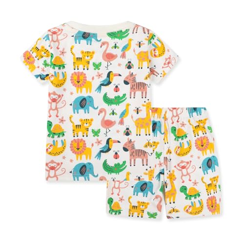 Image of HILEELANG Toddler Boy Short Sets Summer Soft Cotton Casual Animal Print Daily Short Clothes Sets 2T