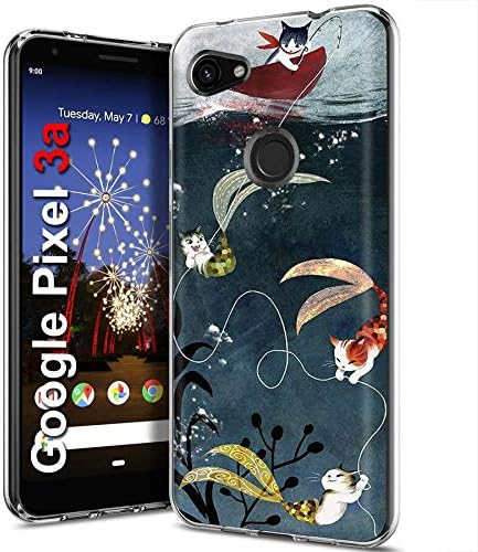 MOBIFLARE Slim Case for Google Pixel3A / Pixel 3A, Not for Pixel 3 / Pixel 3A XL/Pixel 3XL, Cat Fishing Design Light, Flexible, Corner Protection