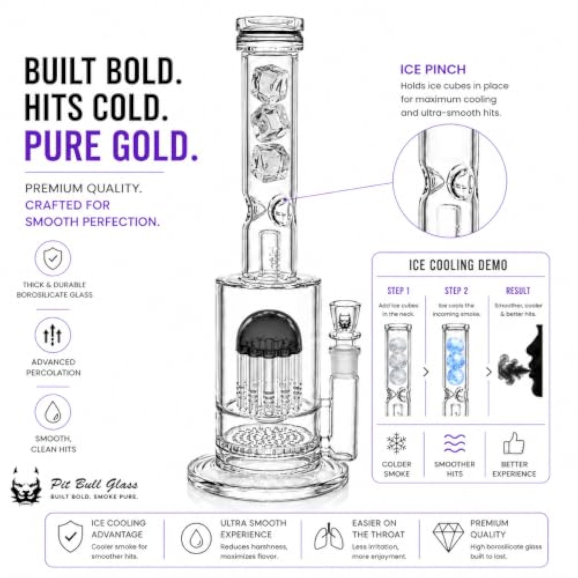 16 Inch Borosilicate Bong with Dual Percolator