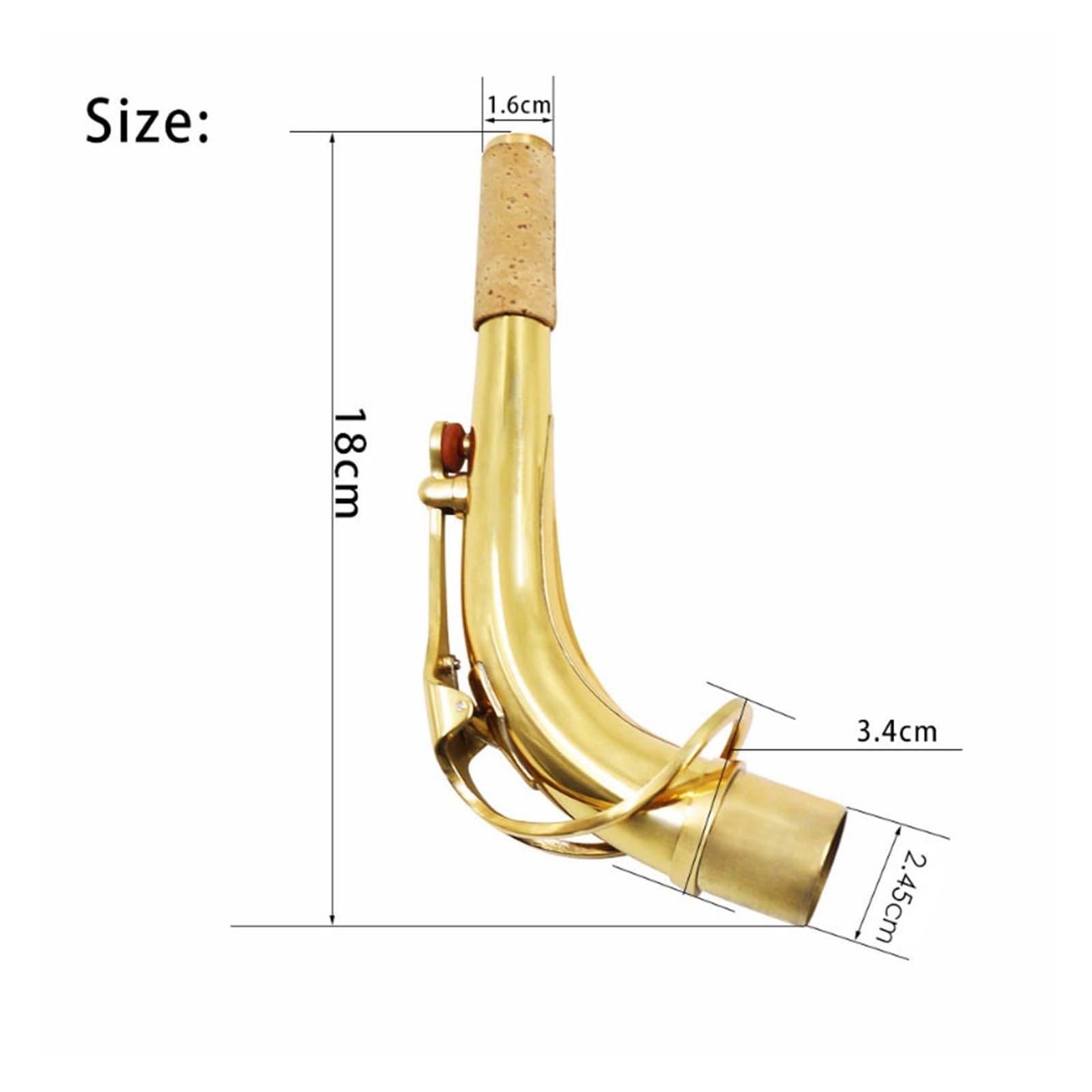 Accesorios para saxofón Tubo De Cuello Doblado Para Saxofón Alto, Boquilla Plana Para Instrumento De Viento De Latón, Conectada A Boquilla De 245mm De Diámetro