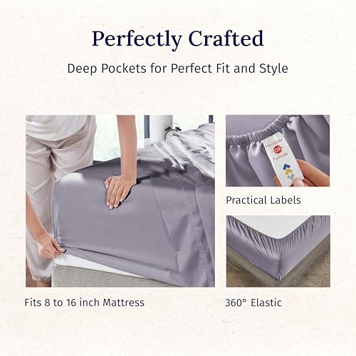 California Design Den Luxury King Size Sheet Set - 100% Cotton, 600 Thread Count Deep Pocket King Sheets, Hotel-Quality Bedding with Sateen Weave - Lavender