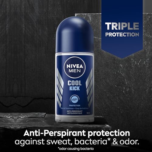 Nivea Men Cool Kick Anti-Transpirant Roll-On (6 x 50 ml), Männer Deo, Fresh 48H Schutz + Cool-Care