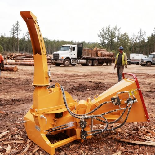 Drum Type Wood Chipper Machine with 3 Inch Branch Capacity, Yard Waste and Brush Mulching Equipment for Outdoor Projects