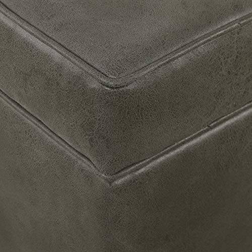 Homepop Square Ottoman With Lift Off Top - Gray Faux Leather Small #TOP5