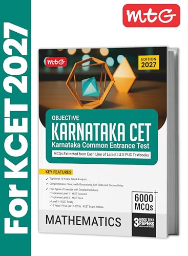Image of MTG Objective Karnataka CET Mathematics Book For 2027 Exam | Topicwise Comprehensive Theory with 6000+ MCQs | 10 Years KCET PYQs & Mock Test Papers