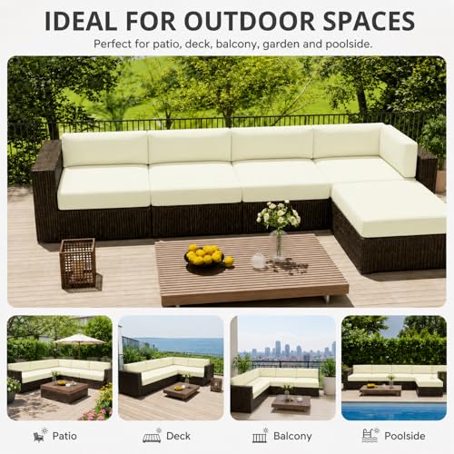 Miniatura 7 de Hiseng Funda De Cojín De Asiento Sofá 2 Piezas Color Sólido Impermeables Fundas Cojines Para Jardín Exterior Con Cremallera, Protector Cojín Asientos Para Silla De Jardin 50x55x10cm,Beige