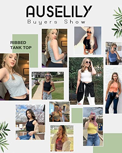 Auselily Womens Tank Top Womens Round Neck Basic Racerback Black Ribbed Tank Top Women Small Blue #TOP5