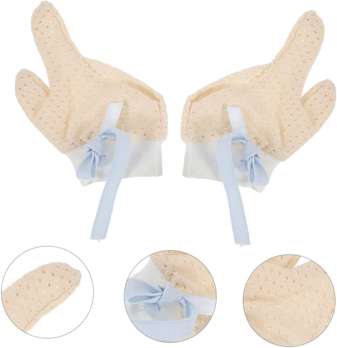 VANZACK 2Pairs Newborn Scratch Mittens Thumb Deterrent Gloves for Breathable Easy to Clean for Boy Girl