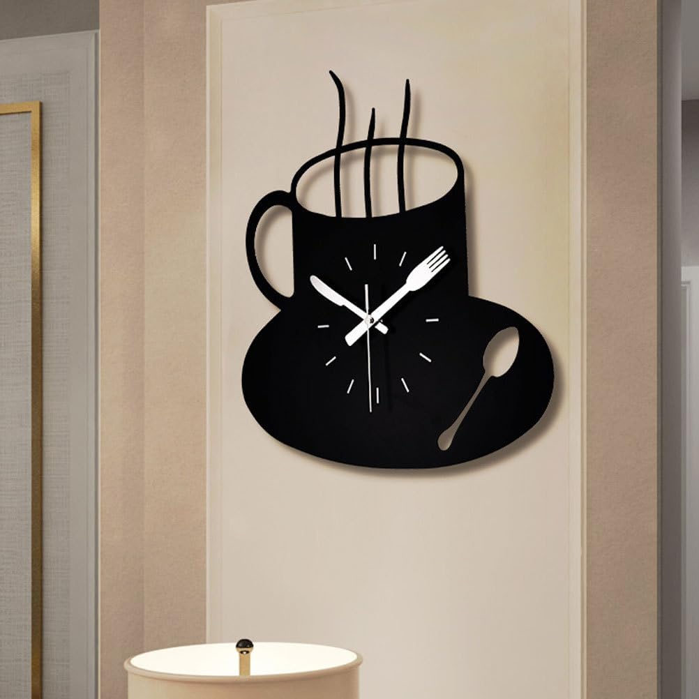 BESTOYARD 12 Inch Coffee Wall Clock Silent Non-Ticking Acrylic Creative Decorative Clock for Kitchen Living Room Home