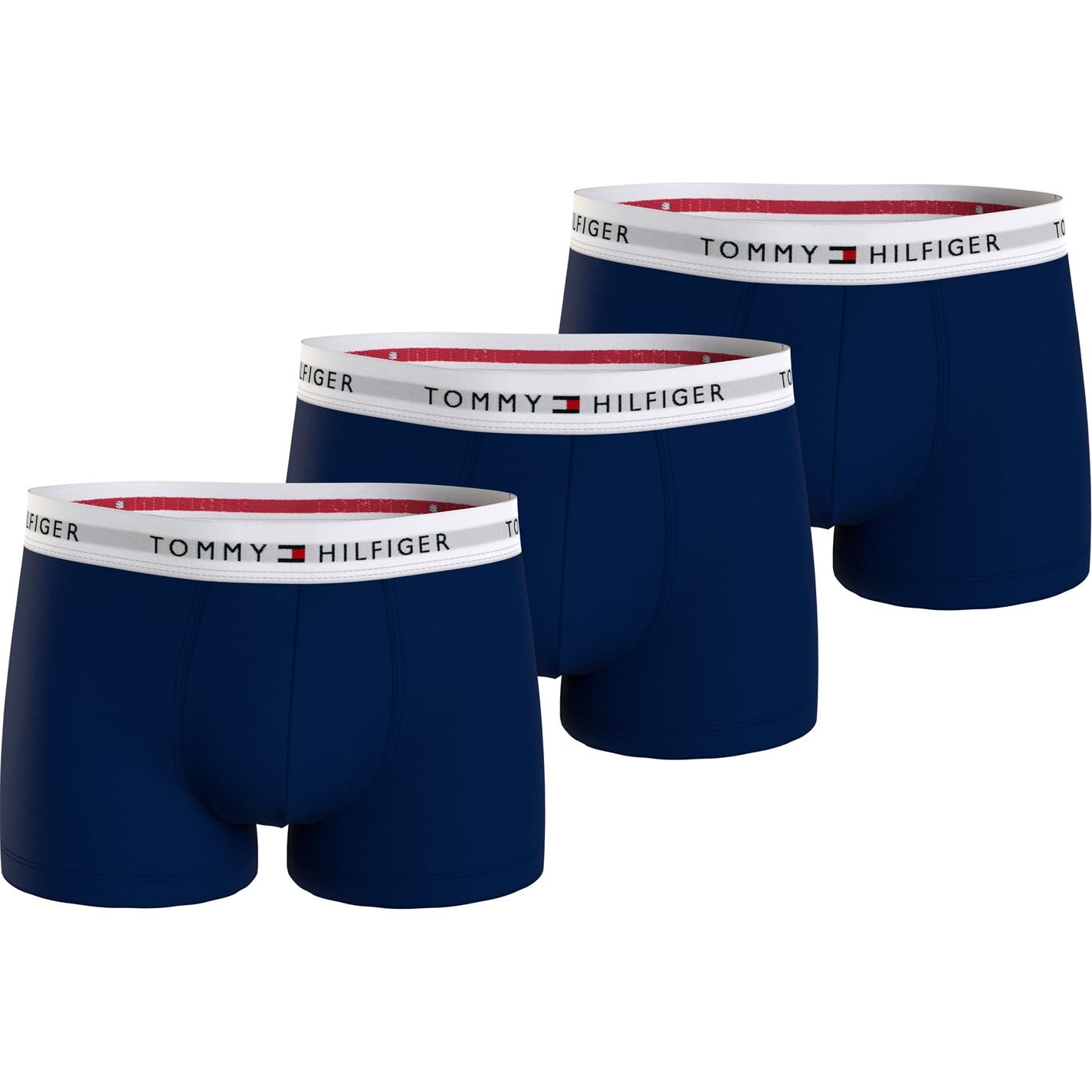 Tommy Hilfiger Men’s 3 Pack Trunks with Logo Waistband, Blue (Desert Sky/Desert Sky/Desert Sky), S