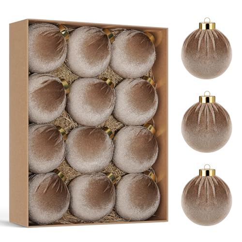 Miaikoe Weihnachtsbaum Ornamente Samt Kugeln, 12 Stück Plastik...