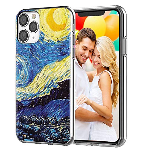 ARTIOSIT Designed for iPhone 12 Case,for iPhone 12 Pro Case,360 Full Protective Shockproof Thin Slim Flexible Soft TPU Clear Case Cover with Design,Aesthetic Famous Painting Van Gogh Starry Night