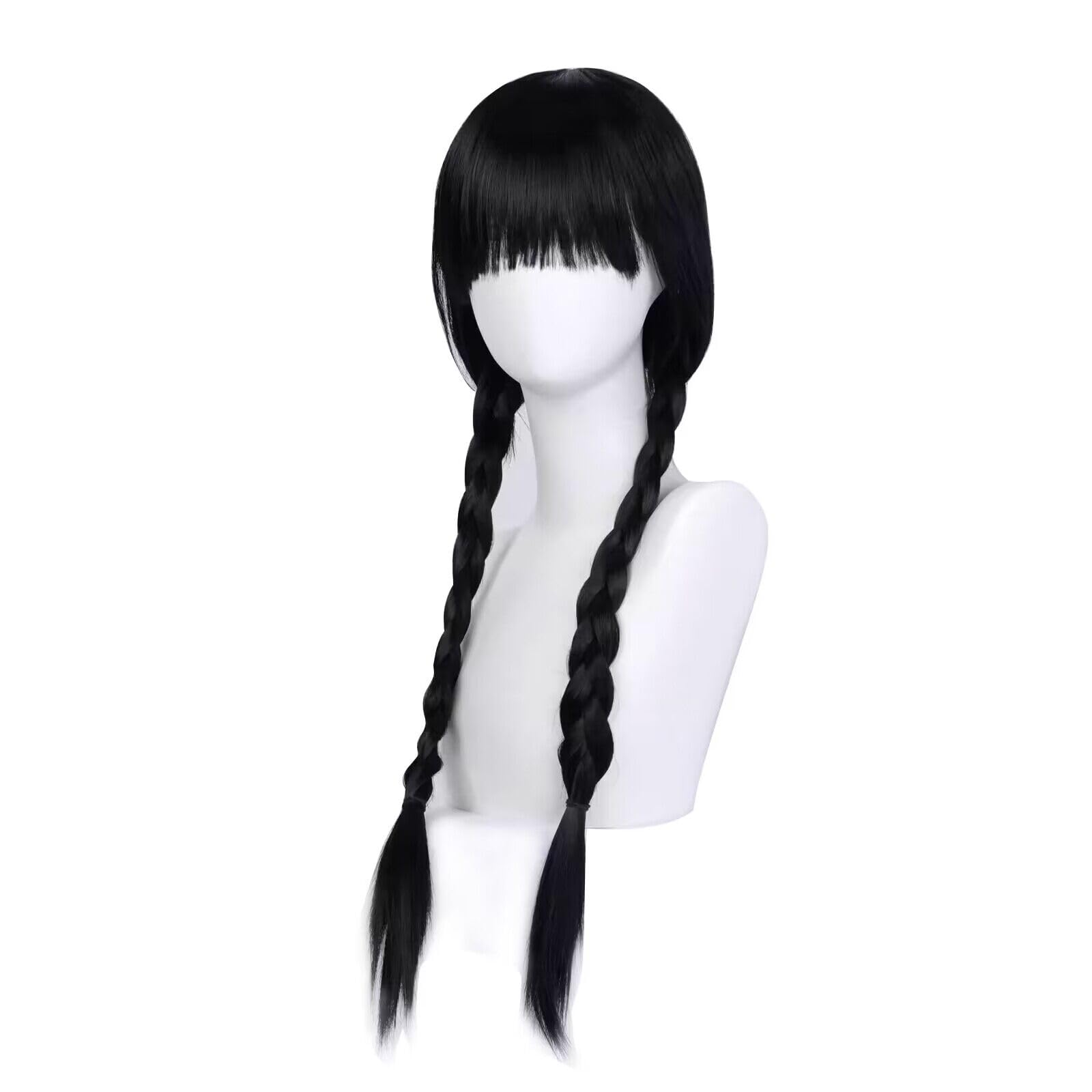 Wednesday Addams Wig - Black Double Braid Cosplay Wig for Halloween Costume