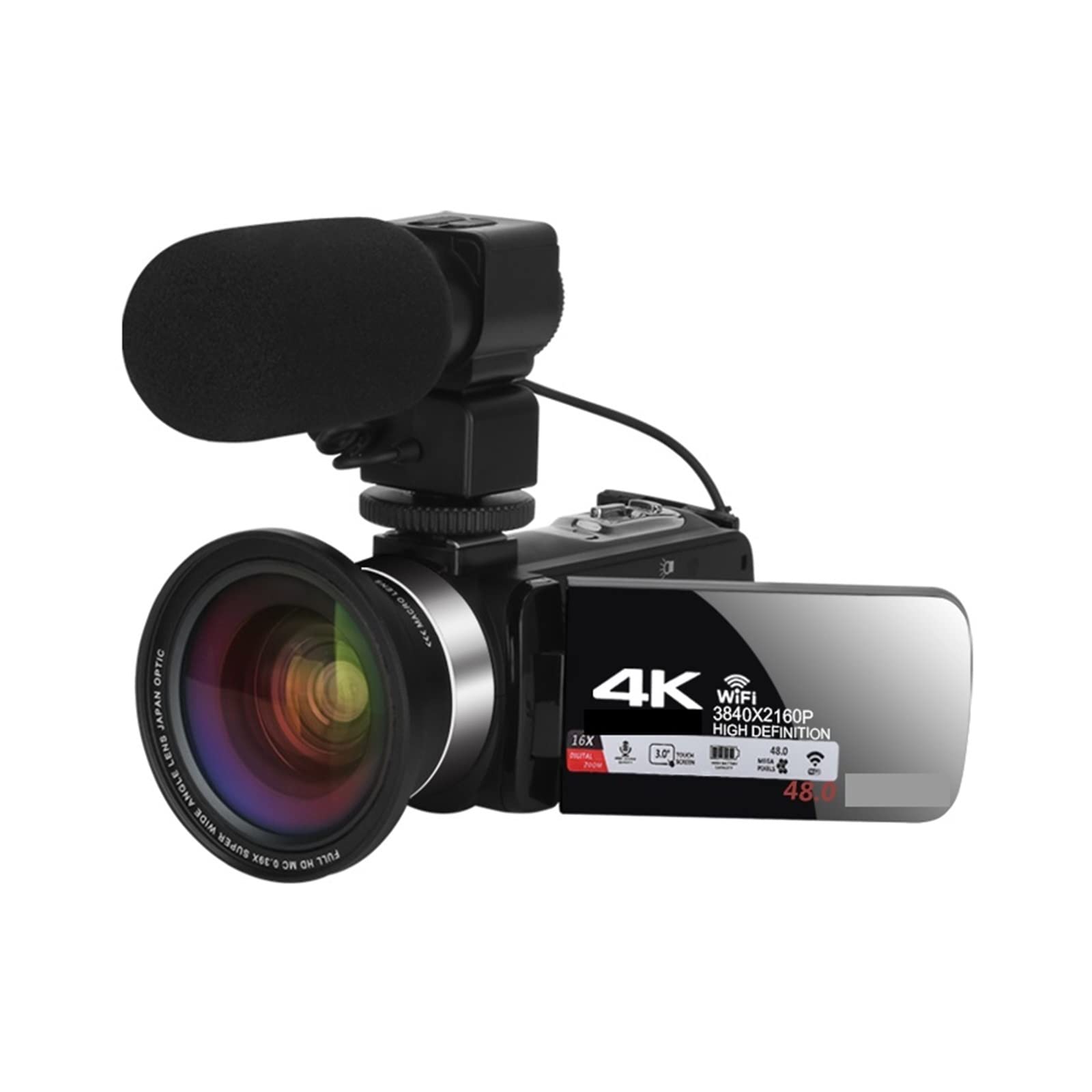 Fotocamera digitale, Fotocamere per la fotografia, Full 4K Vlog Videocamera digitale Streaming live Videocamere professionali Webcam Obiettivo grandangolare Registratore blog 18X Portatile per i viagg