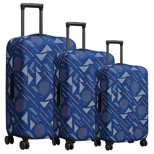Image of Luggage Cover Trolley Covers for Suitcase Washable Dust Proof Anti-Scratch Protector Polyester Printed Stretchable Fabric Fits Fiber /Plastic Trolley Bags Only Blue 20+24+28 Inch