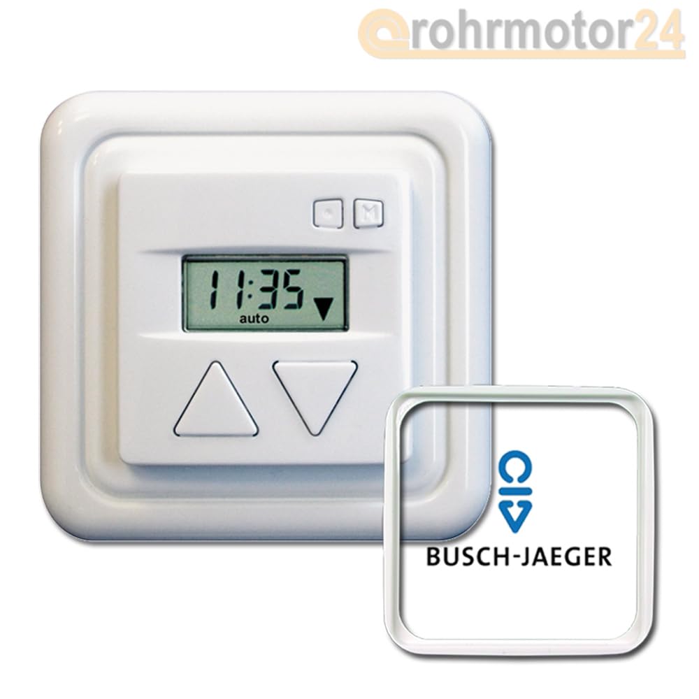Duomatic 50 RZ Rolladensteuerung Zeitschaltuhr UP 7082/50RZ Jalousieschalter incl. Busch-Jäger Zwischenrahmen (Busch-Jäger Reflex Si)