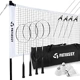 Patiassy Portable Badminton Set with Professional Badminton Net, 4 Badminton Rackets, 4 Nylon Badmin