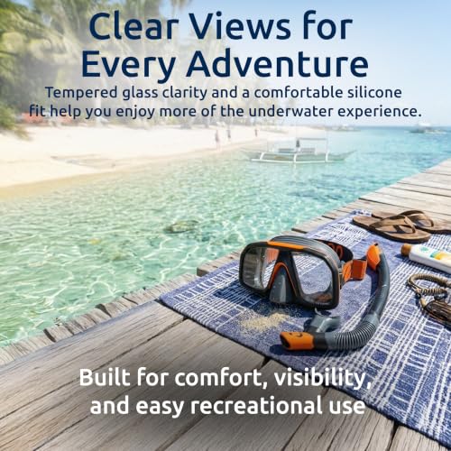 Oceanic Adult Mask + Snorkel Set, máscara de doble lente y tubo de snorkel Dry Top miniatura 5