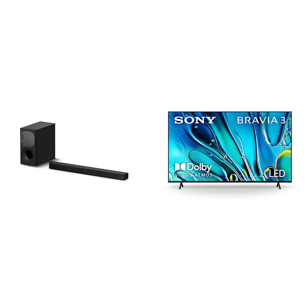 Sony 65 Inch 4K Ultra HD TV BRAVIA 3 LED Smart Google TV with Dolby Vision HDR and Exclusive Features for Playstation®5 (K-65S30), 2024 Model & Sony HT-S400 2.1ch Soundbar