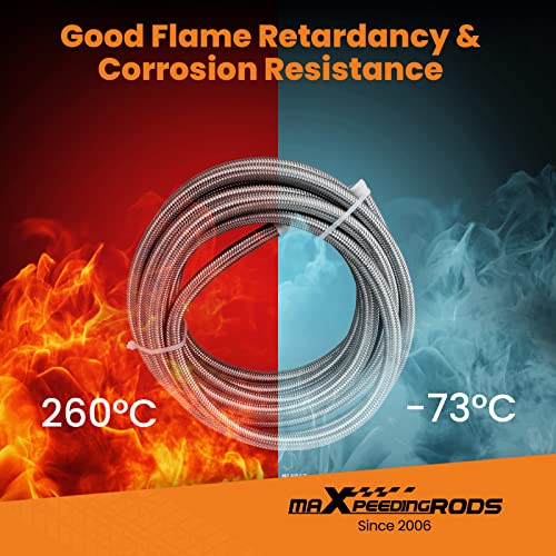 Image of maXpeedingrods 8AN Fuel Line Kit E85, Stainless Steel PTFE Fuel Hoses + 10 PCS 8AN Hose End Adaptor Kit 20FT -Black