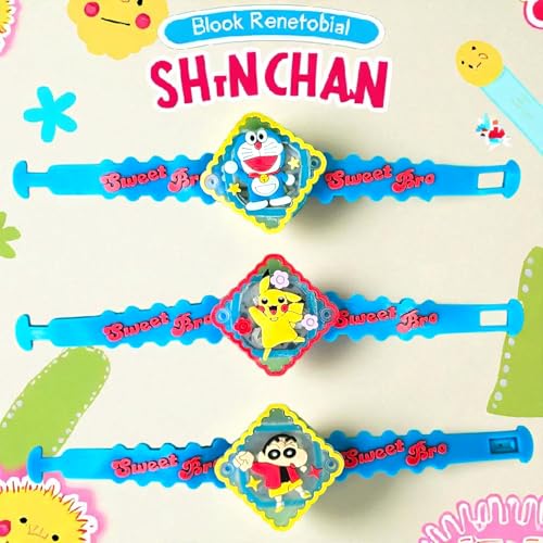 Image of Cartoon Character Set of 2 Rakhi for Kids | Rakhi | Set of 2 with Light | Free Tilak Set | Popo Toys | Assorted Any 2