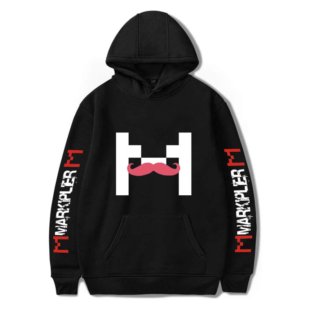 Markiplier Merch Hoodie Long Sleeve Women Men Hooded Sweatshirt Couple Clothes (Black,XXL)