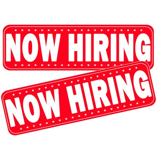 Image of 2 Pack Now Hiring Magnet for Cars and Trucks, 11.8 * 3.9 Inch Magnetic Car Signs with Strong Hold for Delivery Drivers, Business, Restaurants - Easy to Remove, Reusable Vehicle Magnet(Red-now hiring)