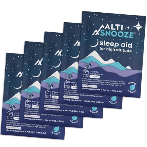 Sleep Aid + Altitude Sickness Prevention & Hydration | Oxygen-Boosting Formula with Cordyceps, Holy Basil, Magnesium & Electrolytes | Headache, Fatigue, Nausea Relief, Jet Lag, Ski Trip | 5 Pack