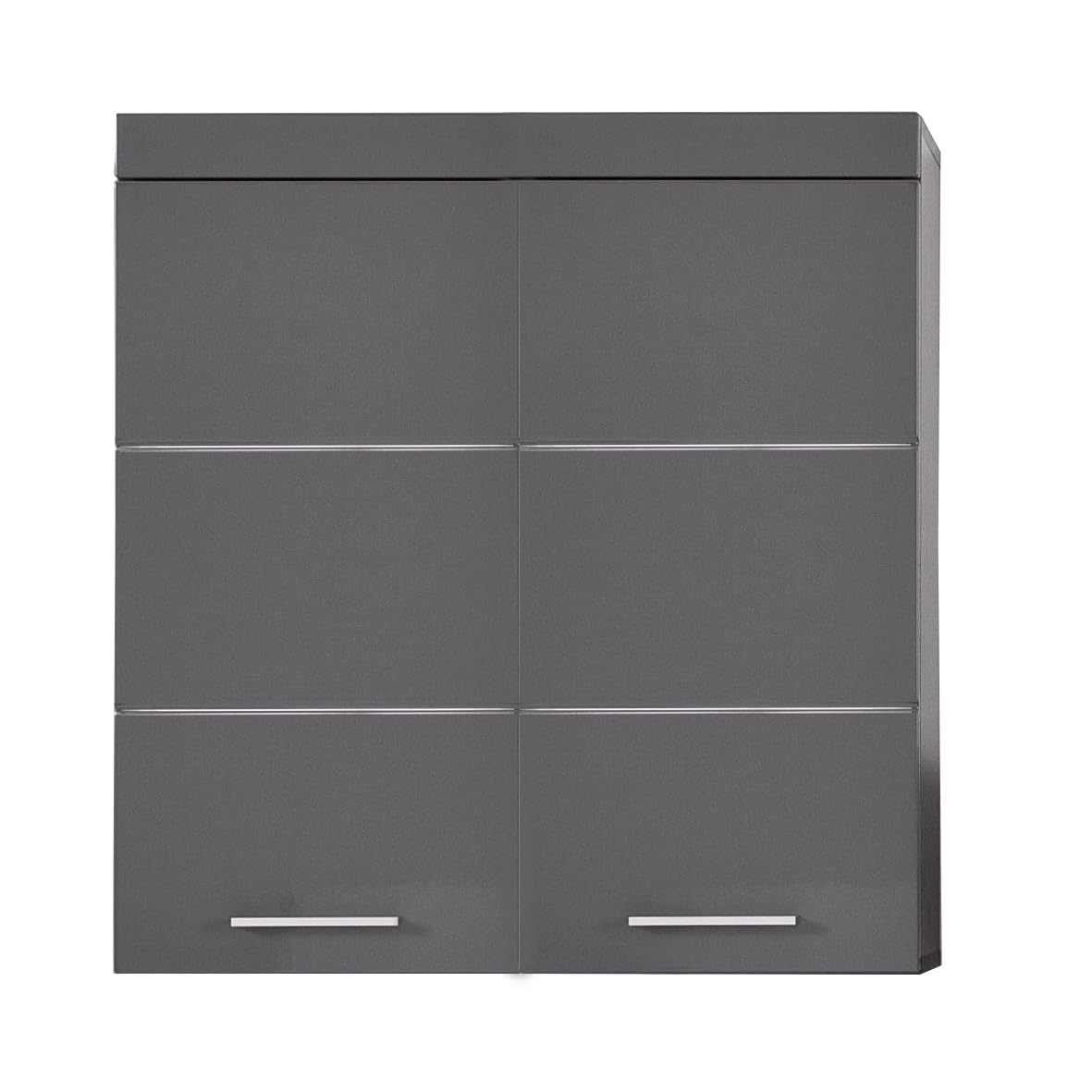 trendteam smart living - Amanda - Hängeschrank breit - Agave Grau Hochglanz - 2 Einlegeböden - (BxHxT) 73 x 77 x 23 cm - Kratzfest