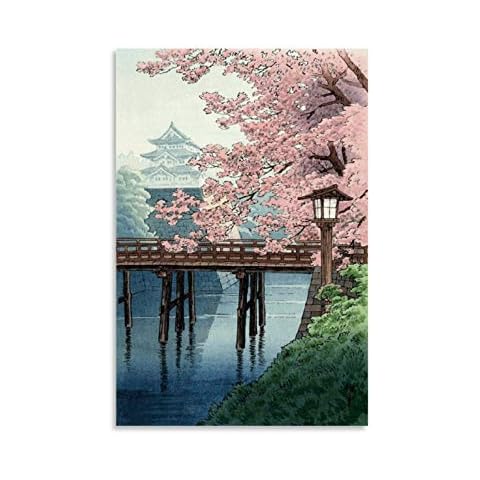 SHUOJIA Cherry Blossom Japanese Print Art Poster Canvas Prints Posters Wall Art Painting Decor for Family Bedroom Dorm Home Living Room 12x18inch(30x45cm) Cover