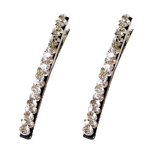 Miniatura 1 de Vpang 2 pinzas para el cabello con diamantes de imitación brillantes, pinza de cocodrilo, accesorios para el cabello para mujeres y niñas (blanco)