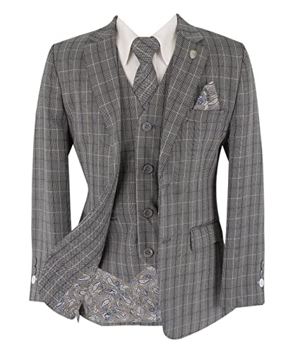 Costume de mariage pour garçons ensemble rétro à carreaux ajusté