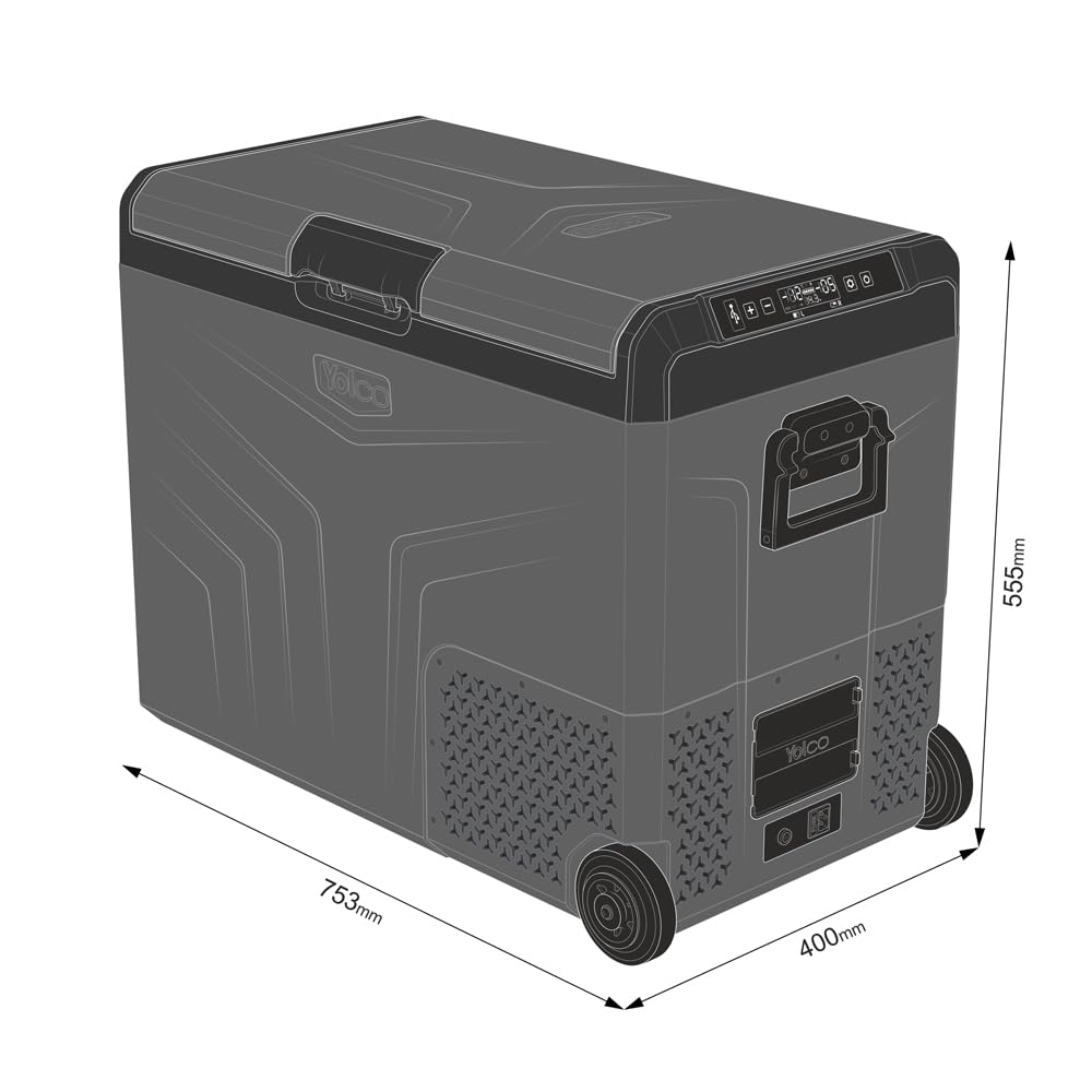 Yolco TCX60 lodówka podróżna z kompresorem, 60 l, Space Grey – Dual Zone 12