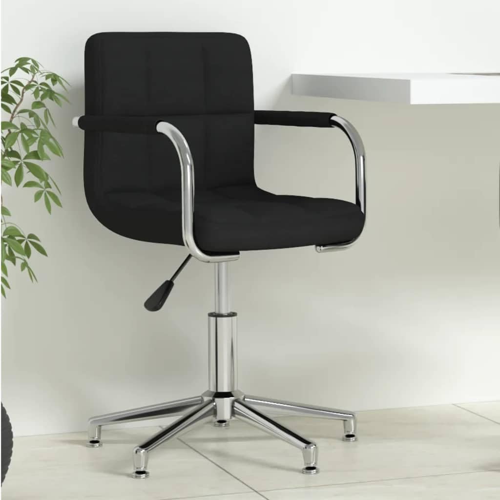 Chaise de bureau pivotante réglable avec assise en tissu noir rembourré pour ordinateur