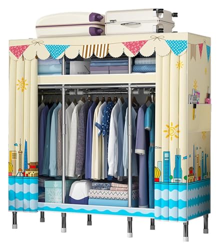 Armario portátil de lona para dormitorio azul claro de 143x45x170 cm