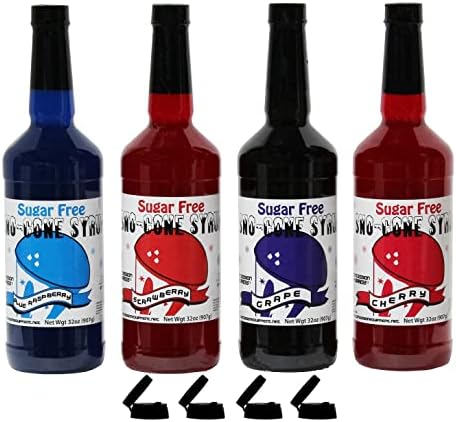 Sugar-Free Sno-cone and Shaved Ice Syrup-4/32oz Set