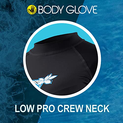 Body Glove Women's Basic Fitted Short Sleeve Rash Guard Tops, Black, Small #TOP1