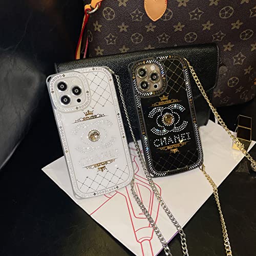 Yesunktt For Iphone 14 Pro Max Luxury Bling Diamond Crossbody Case, Good Luck Stylish Adjustable Chain For Women And Girls,White #TOP4
