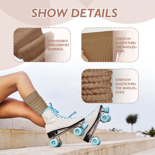 Image of Buauty Slouch Socks for Women, Soft Extra Long Chunky Scrunch Knee High Sock Winter Knit Slouchy Socks Leg Warmmers