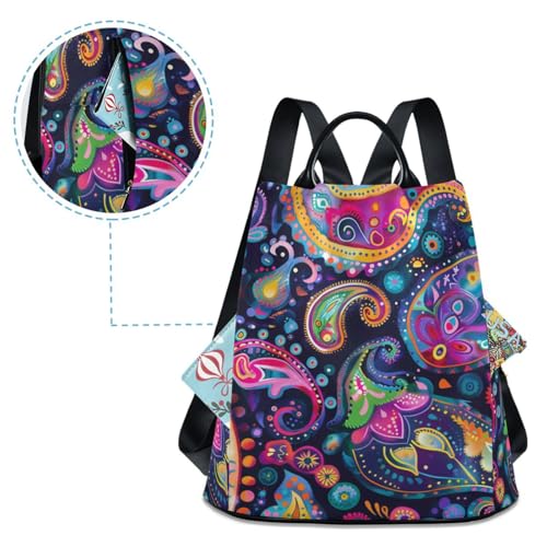 KLL Paisley Fashion backpack for teen casual fashion backpack for women for Travel, Work, Everyday with Pom-pom keychain4