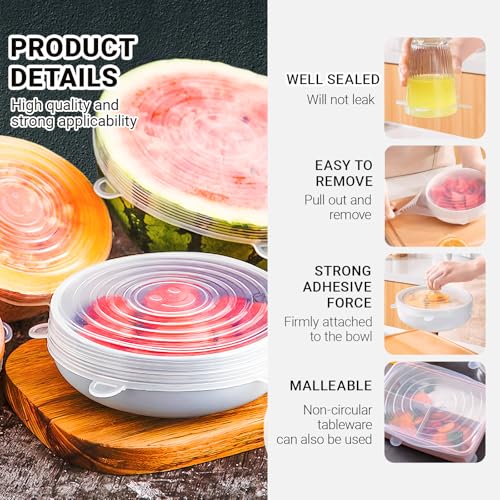 Lot de 4 couvercles extensibles en silicone de 20,6 cm pour conteneurs - 5
