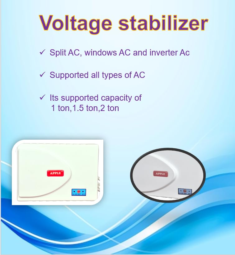 Image of 4 KVA Voltage Stabilizer, 120V-270V Input Range, Time Delay, 15 Amps Socket, AC Compatible ABS Cabinet high Look White 100K