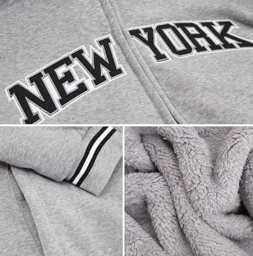 vkwear Men's Athletic New York Varsity Sherpa Fleece Lined NYC Zip Up Hoodie Jacket3