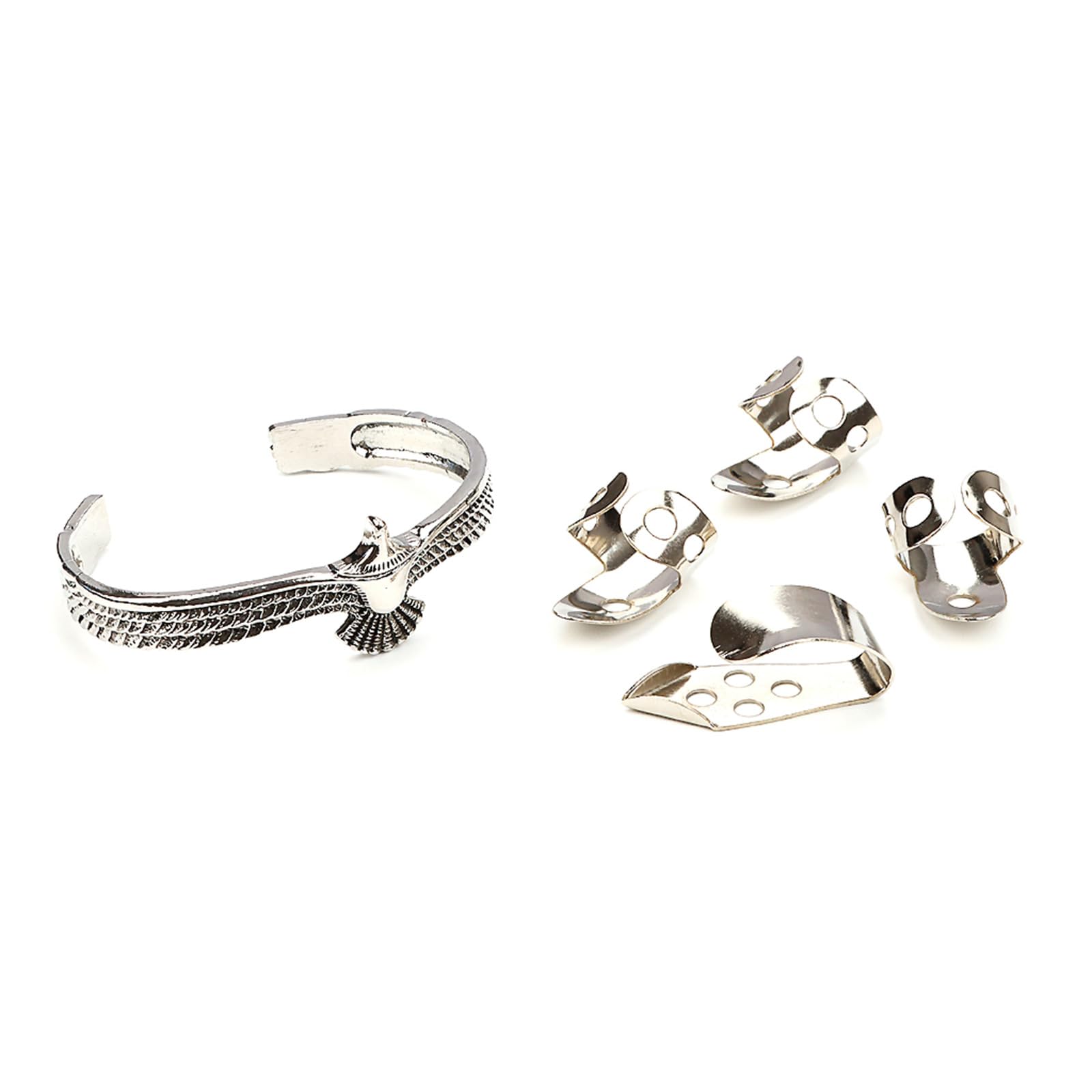 Púas de metal para dedo pulgar para guitarra, protector de dedos, diseño abierto, púa de dedo con brazalete