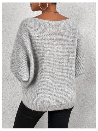 Verdusa Women's Off The Shoulder Sweater Long Dolman Sleeve Loose Knit Tops2