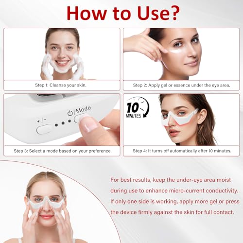 Under Eye Red Light Therapy Device,650nm Red Light Therapy for Eyes Glasses, Microcurrent Eye Massager Mask for Dark Circles, Smoother Fine Lines & Puffiness, Home Skincare - Image 6