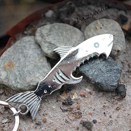 Preisvergleich Produktbild QIANHUA Mode Frauen Männer Jewelr Hai Schlüsselbund Kannibalenhai Schlüsselanhänger Bier Korkenzieher Schlüsselring Jungen Geschenk, Weiß